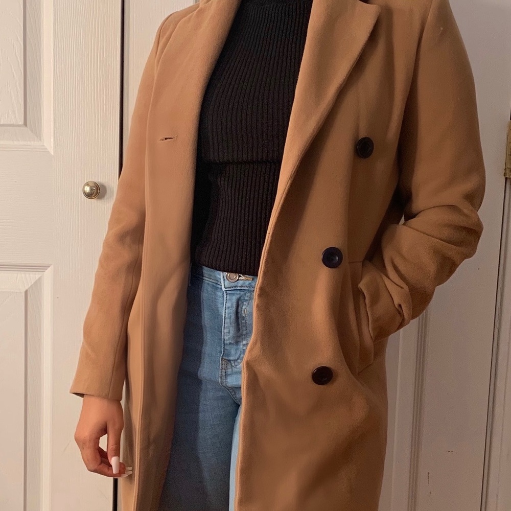 Double breasted camel coat